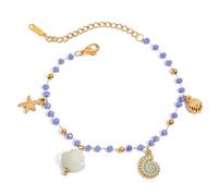JSGHGDF Moderna stella marina & Shell Bracciali Pendente In Acciaio Inox Perle Accento Gioielli Regolabile Per Stile Casual & Viaggio Perle D'imitazione Shell Charm, Misura unica, come descritto