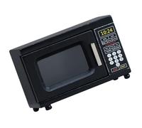 JSGHGDF Moderno Nero Microonde Casa delle Bambole Mobili Scala 1/12 Modello di Elettrodomestico Cucina in Legno con Porta Funzionale Design Creativo Gioco Casa Delle Bambole Mobili