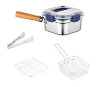 JSGHGDF Pentole in acciaio inossidabile Cestello rimovibile per cucinare in modo sicuro Coperchio anti schizzi Facile da pulire Elettrodomestico Cucina quadrata profonda