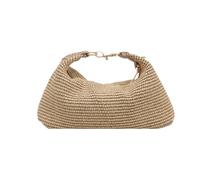 JSGHGDF Pierogi - Borsa a tracolla in paglia modellata triplice copia con accesso scorrevole scorrevole, eccellente per escursioni, shopping, borsa a tracolla sottile, cachi