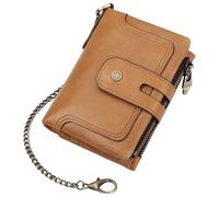 JSGHGDF Portafoglio da uomo compatto in pelle PU con blocco borse multifunzione tasche per il cambiamento per lavoro e viaggi, Marrone