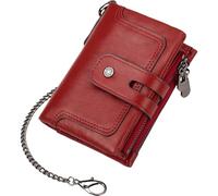 JSGHGDF Portafoglio da uomo compatto in pelle PU con blocco borse multifunzione tasche per il cambiamento per lavoro e viaggi, Rosso