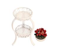 JSGHGDF Supporto per fiori in ferro a due livelli con design salvaspazio per case delle bambole in miniatura che fornisce più spazio per esporre i fiori