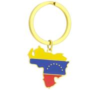 JSGHGDF Venezuela Mappa Portachiavi Bandiera Venezuelana Portachiavi Materiale In Acciaio Inox Per I Viaggiatori Cultura, Oro, Etichettalia unica