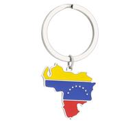 JSGHGDF Venezuela Mappa Portachiavi Bandiera Venezuelana Portachiavi Materiale In Acciaio Inox Per I Viaggiatori Cultura, Argento, Etichettalia unica
