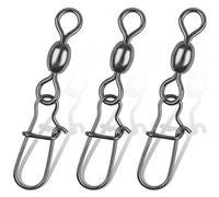 JSHANMEI 50pcs Girevoli da pesca Girelle per gru con Duo-Lock Snap Nichel Nero Ad Alta Resistenza Linea di Pesca Connettore Accessori per Attrezzi da Pesca 11,8-31,8 kg (2 #-50 pz)