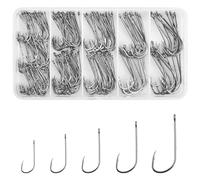 JSHANMEI Baitholder - Kit di 150 ami da pesca con becco, gancio da pesca spinato in acciaio al carbonio nero offset