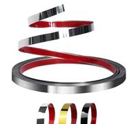 JSIWOTH Moulure Murale Acier Inoxydable, Bande Métallique Autocollante Effet Miroir, Profil Flexible pour Miroirs, Murs, Fenêtres et Meubles, 5m x 1cm argento brillante