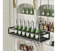 JSJIOAYOWHF portabottiglie da soffitto portabicchieri da Vino pensile in Metallo Mobile Bar Industriale mensola Galleggiante Altezza Regolabile portabottiglie da Vino portabottiglie da Vino PE