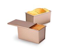 JSJMOFA 2 Pezzi Stampo Pane in Cassetta, Stampo per Pagnotta con Coperchio, Teglia Antiaderente Per Pane in Cassetta, Toast, Panino, Torta, 450g di Pasta (Oro)