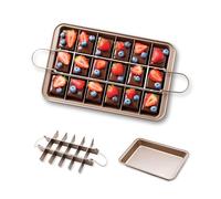 JSJMOFA Brownie Pan Antiaderente con Divisorio, 18 Brownie Pan Teglia, Stampo Teglia Rettangolare per Torte, Mousse, Biscotti, Pane, 31x20 x 4.9cm