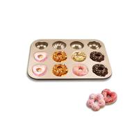 JSJMOFA Teglia per ciambelle da forno, 12 cavità antiaderenti, in acciaio al carbonio, per ciambelle, muffin, cupcake, 4 forme