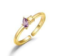 JSJOY Anelli con pietra portafortuna per le donne delicato anello blu smeraldo regalo di compleanno per mamma le sue pietre preziose anello CZ per adolescenti anelli d'oro che non ossidano anello