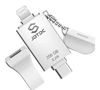 JSL JDTDC 256GB Chiavetta USB MFi per iPhone/iPad/Android/PC/Mac, Multi-interfaccia Lightning/USB-C/USB 3.0, Plug and Play, Backup e Crittografia con un Clic