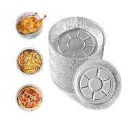Jsleid 50 Pezzi Contenitori In Alluminio Monouso 7 Pollici, Alluminio Vaschette Rotonda, Teglie Usa e Getta, Resistente All'Acqua e All'Olio Per Cuocere, Cuocere a Vapore, Cucinare e Conservare