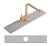 Jsleid Tappetino per Lavello Cucina, Paraspruzzi Lavello Cucina per Lavello in Pietra Diatomite, Tappetino per Rubinetto-Dimensioni Grandi 60 x 10 cm, per Piani di Lavoro del Bagno (Grigio Chiaro)