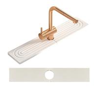 Jsleid Tappetino per Lavello Cucina, Paraspruzzi Lavello Cucina per Lavello in Pietra Diatomite, Tappetino per Rubinetto-Dimensioni Grandi 60 x 10 cm, per Piani di Lavoro del Bagno (Bianco)