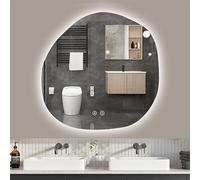 JSLJDM Asimmetrico Specchio da Bagno,Specchio Decorativo A Forma di Goccia d'Acqua,Specchio da Bagno Irregolare con Luce LED,Specchio Retroilluminato Bagno,Disappannamento dimmerabile a 3 Colori