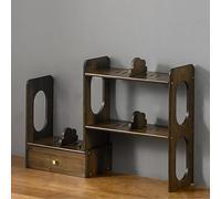 JSLJDM In legno Scrivania Organizzatore Tavolo, Multiuso Scaffale,Con cassetti,Salvaspazio,Libreria da Scrivania per Casa, Ufficio, Scuola, Studio Walnut color 35-62x38.5x19cm