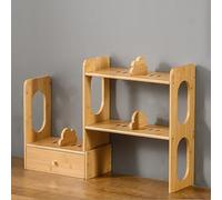 JSLJDM In legno Scrivania Organizzatore Tavolo, Multiuso Scaffale,Con cassetti,Salvaspazio,Libreria da Scrivania per Casa, Ufficio, Scuola, Studio Natural wood color 35-62x38.5x19cm