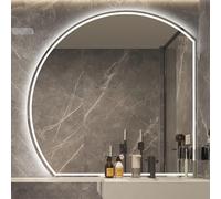 JSLJDM Specchio Bagno Retroilluminato,Specchio da Bagno,Specchio da Bagno Moderno Specchio da Bagno A Semicerchio con Taglio Sinistro/Destro,con Luci Specchio per Il Trucco Retroilluminato A LED