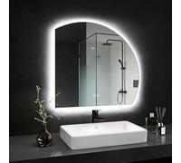 JSLJDM ,Specchio da Bagno Moderno Specchio da Bagno A Semicerchio con Taglio Sinistro/Destro,con Luci Specchio per Il Trucco Retroilluminato A LED,Antideflagrante