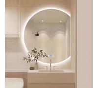 JSLJDM Specchio semicerchio con LED,Specchio da Bagno Moderno,Specchio Bagno Mezzaluna,a induzione del Corpo Umano,con Taglio Sinistro/Destro/Giù,Disappannamento dimmerabile a 3 Colori