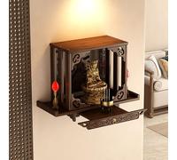 JSLJJBD Altare del santuario Scaffale di Legno Buddista Mensola per Altare del Buddha a Parete in bambù Decorativo per Dio della Ricchezza Guan Gong Salvaspazio Wall-mounted style 39cm