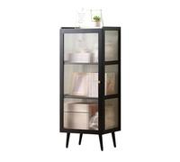 JSLJJBD Bambù Libreria con Vetri Trasparenti su Quattro Facce Scaffale Vitrina Alta con Porte in Vetro Striato Organizzatore per Libri Decor Oggetti di Collezione per Salotto Studio Black 4th Floor
