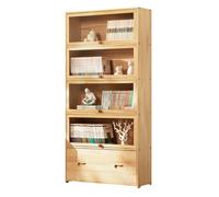JSLJJBD Legno massiccio Libreria con Design di Porte Ribaltabili Cassetto a Grande Capacità versatile Scaffale per Libri Decor e Oggetti nel Salotto Home Office e Camera Natural Color 80cm 5-layer