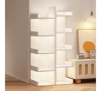JSLJJBD Libreria Scaffale a Forma di Albero Scaffale Multistrati Scaffalatura per Libri Portariviste Sala Ufficio Espositore Porta Libreria Verticale in Legno per Studio Warm White Without Drawers