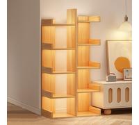 JSLJJBD Libreria Scaffale a Forma di Albero Scaffale Multistrati Scaffalatura per Libri Portariviste Sala Ufficio Espositore Porta Libreria Verticale in Legno per Studio Light Walnut Without Drawers