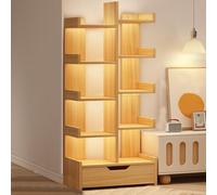 JSLJJBD Libreria Scaffale a Forma di Albero Scaffale Multistrati Scaffalatura per Libri Portariviste Sala Ufficio Espositore Porta Libreria Verticale in Legno per Studio Light Walnut With Drawers