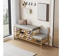 JSLJJBD Panca da ingresso con vano portascarpe, panche contenitore imbottite, panca con monogramma e struttura in metallo for ingresso, corridoio, soggiorno e camera da letto.(Gray,80cm)
