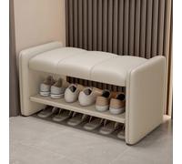 JSLJJBD Panca portascarpe a 2 ripiani, panca portascarpe for ingresso con cuscino in morbida pelle for ingresso, soggiorno, camera da letto, corridoio(Beige,120cm)