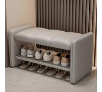 JSLJJBD Panca portascarpe a 2 ripiani, panca portascarpe for ingresso con cuscino in morbida pelle for ingresso, soggiorno, camera da letto, corridoio(Grey,120cm)