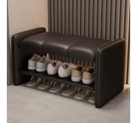 JSLJJBD Panca portascarpe a 2 ripiani, panca portascarpe for ingresso con cuscino in morbida pelle for ingresso, soggiorno, camera da letto, corridoio(Black,60cm)