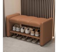 JSLJJBD Panca portascarpe a 2 ripiani, panca portascarpe for ingresso con cuscino in morbida pelle for ingresso, soggiorno, camera da letto, corridoio(Orange,120cm)