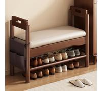 JSLJJBD Panca portascarpe con contenitore, panche portascarpe con braccioli e rivestimento con borsa portaoggetti, colore noce, for ingresso, soggiorno, camera da letto(45cm/17.7in)