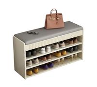 JSLJJBD Panca portascarpe con contenitore, scarpiera for ingresso, panca portascarpe a 2/3 ripiani con cuscino, salvaspazio for corridoi, soggiorni e ingressi(Beige,3F 80x24x50cm)