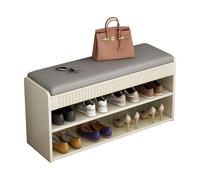 JSLJJBD Panca portascarpe con contenitore, scarpiera for ingresso, panca portascarpe a 2/3 ripiani con cuscino, salvaspazio for corridoi, soggiorni e ingressi(Beige,2F 60x42x24cm)