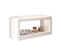 JSLJJBD Panca portascarpe da ingresso con contenitore e cuscino in pelle di agnello riempito con spugna ad alta resilienza, adatta for ingresso, soggiorno, camera da letto, corridoio(White,120cm)