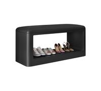 JSLJJBD Panca portascarpe da ingresso con contenitore e cuscino in pelle di agnello riempito con spugna ad alta resilienza, adatta for ingresso, soggiorno, camera da letto, corridoio(Black,60cm)