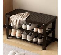 JSLJJBD Panche portascarpe in legno massello a 2 ripiani, panca portascarpe for ingresso, panca con portascarpe, salvaspazio, adatta for ingresso, corridoio, soggiorno, camera da letto(Black)