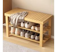 JSLJJBD Panche portascarpe in legno massello a 2 ripiani, panca portascarpe for ingresso, panca con portascarpe, salvaspazio, adatta for ingresso, corridoio, soggiorno, camera da letto(Wood)