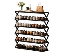 JSLJJBD Rastrelliera Scarpe in Bambu Pieghevole con Design a X-Frame Scaffale Scarpe a 4 Ripiani per Sneakers Tacchi Shoe Rack Economico di Spazio con Ripiano Superiore per Borse black 6th floor