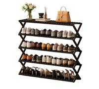 JSLJJBD Rastrelliera Scarpe in Bambu Pieghevole con Design a X-Frame Scaffale Scarpe a 4 Ripiani per Sneakers Tacchi Shoe Rack Economico di Spazio con Ripiano Superiore per Borse black 5th floor