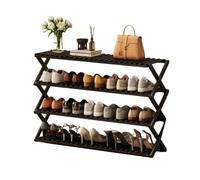 JSLJJBD Rastrelliera Scarpe in Bambu Pieghevole con Design a X-Frame Scaffale Scarpe a 4 Ripiani per Sneakers Tacchi Shoe Rack Economico di Spazio con Ripiano Superiore per Borse black 4th floor