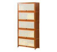 JSLJJBD Scaffale in Bambù con Cassetti a Ribalta Vetrina Della Collezione Acrilica Libreria Verticale in Bambù Scaffale da Soggiorno per Uso Domestico e Ufficio Tea Brown 70cm 5th Tier