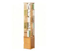 JSLJJBD Scaffale per Libri Girevole A 360° Libreria Angolare in Bambù Scaffali per Libri con Reggilibri Staccabili Scaffale da Espositore per Casa Ufficio Natural Wood 7-Tier